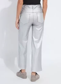 Metallic Coated Wide Leg Denim