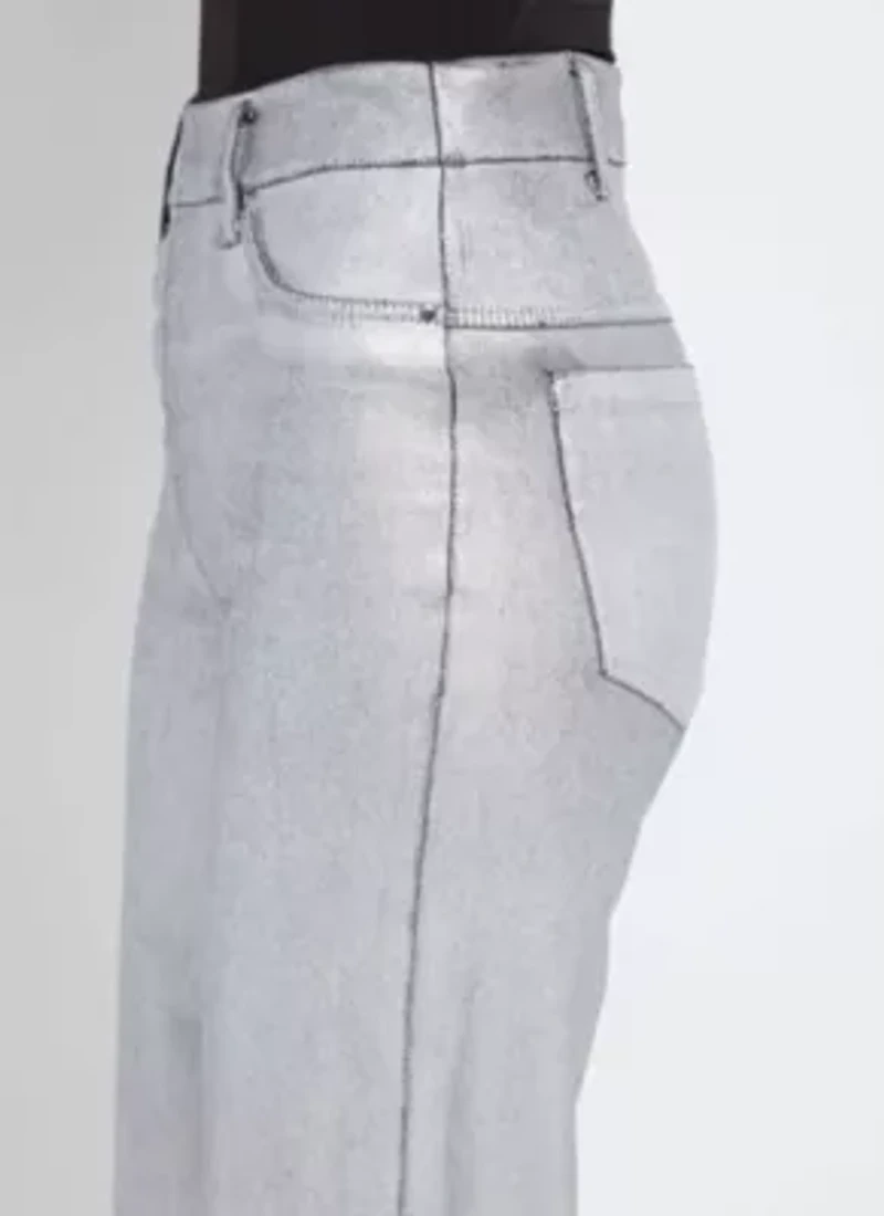 Metallic Coated Wide Leg Denim