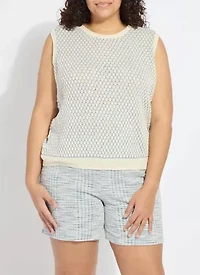 CLAIRE TEXTURED MESH SWEATER SHELL CURVY