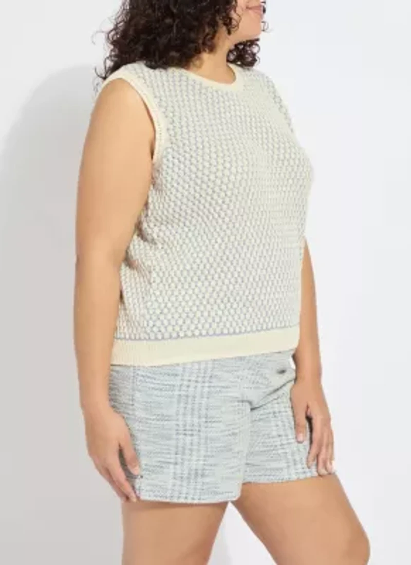 CLAIRE TEXTURED MESH SWEATER SHELL CURVY