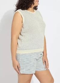 CLAIRE TEXTURED MESH SWEATER SHELL CURVY