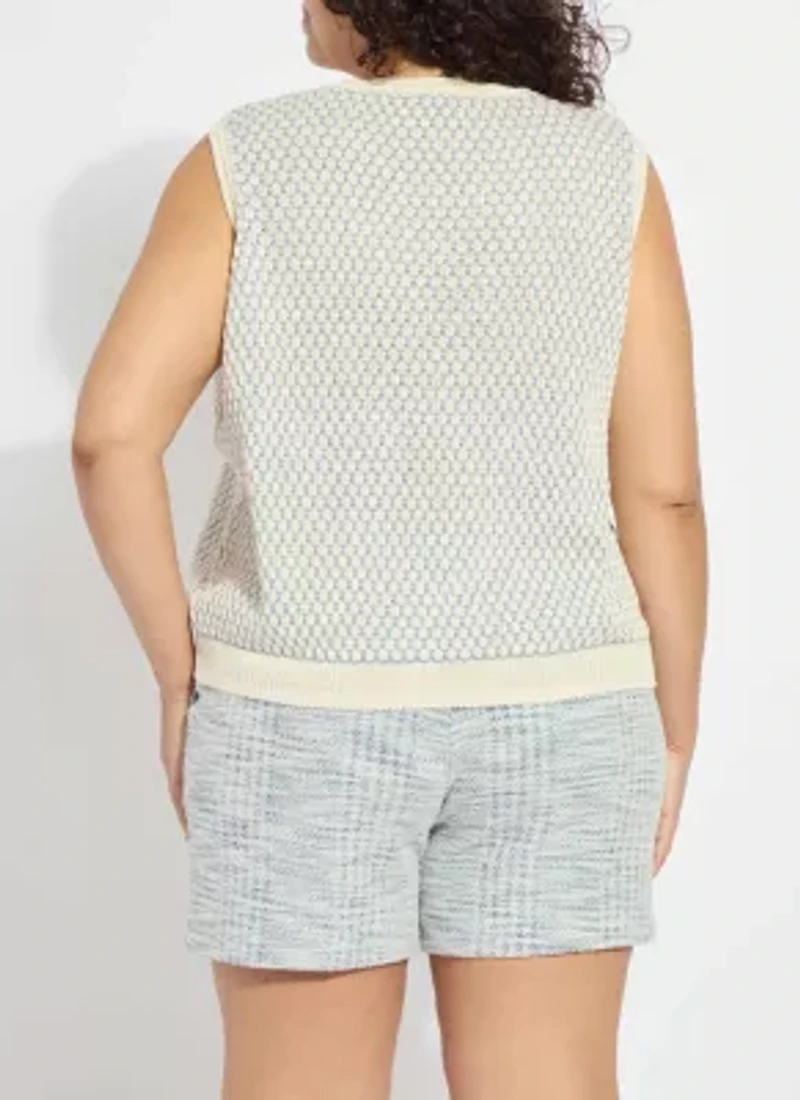 CLAIRE TEXTURED MESH SWEATER SHELL CURVY