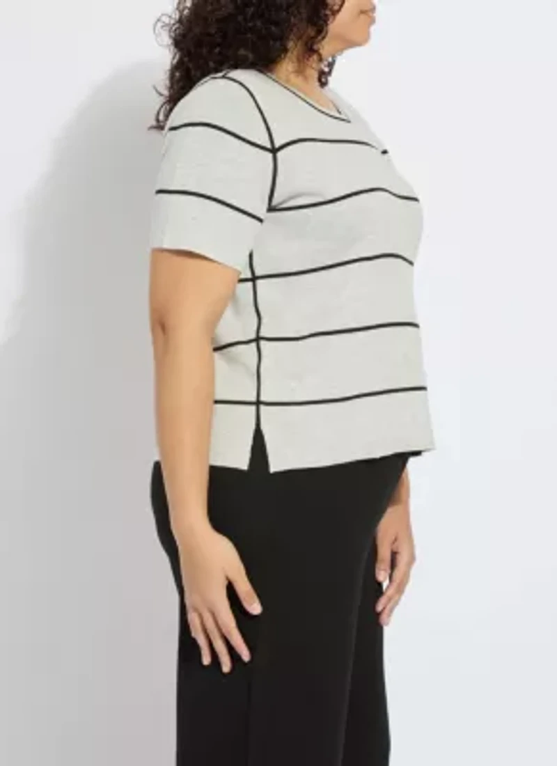 ODESSA REVERSIBLE KNIT SHORT SLV TEE CURVY