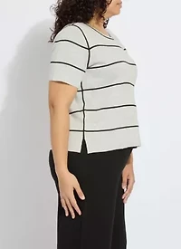 ODESSA REVERSIBLE KNIT SHORT SLV TEE CURVY