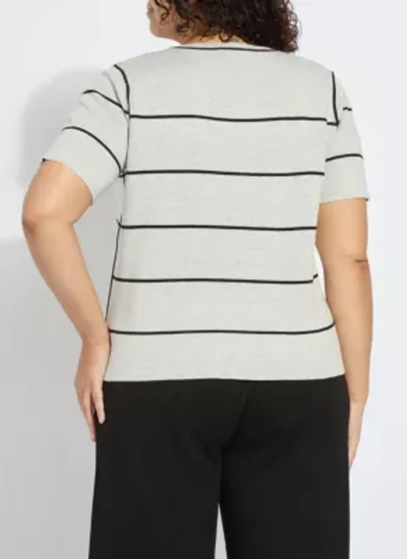 ODESSA REVERSIBLE KNIT SHORT SLV TEE CURVY