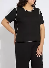 ODESSA REVERSIBLE KNIT SHORT SLV TEE CURVY