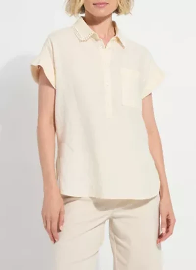 ALTHEA EMBROIDERED COLLAR LINEN SHIRT