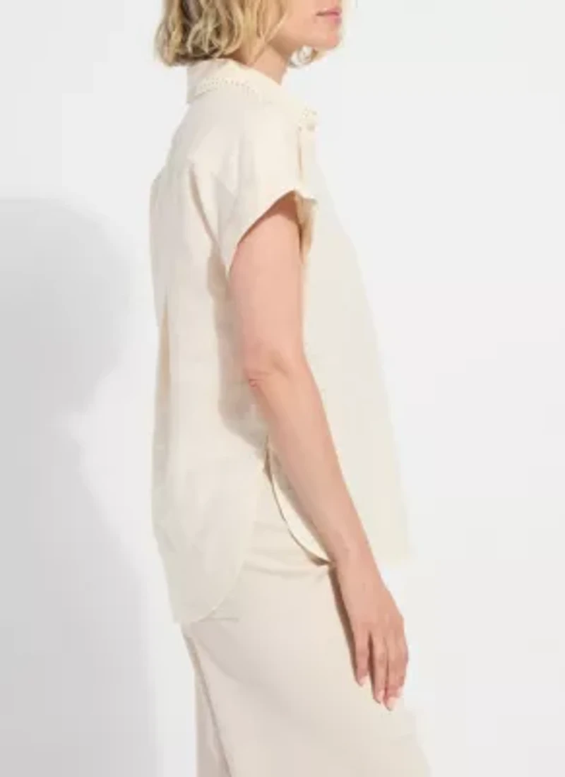 ALTHEA EMBROIDERED COLLAR LINEN SHIRT