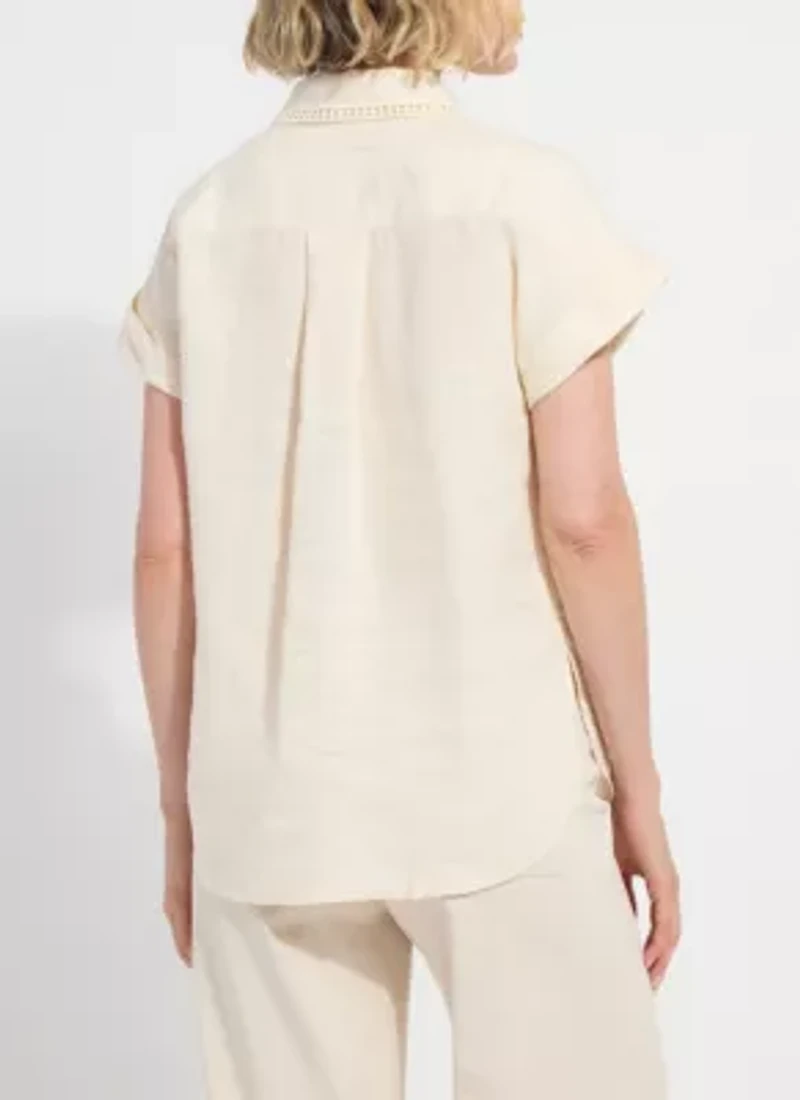 ALTHEA EMBROIDERED COLLAR LINEN SHIRT