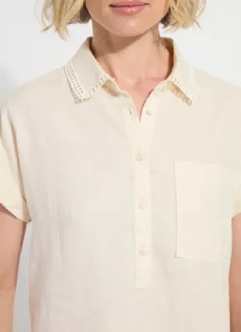 ALTHEA EMBROIDERED COLLAR LINEN SHIRT