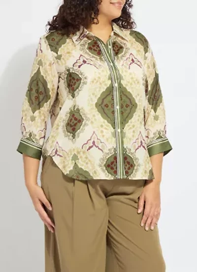 ISHANI ROLL TAB PRINTED SHIRT CURVY