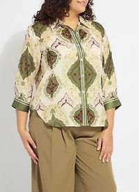 ISHANI ROLL TAB PRINTED SHIRT CURVY