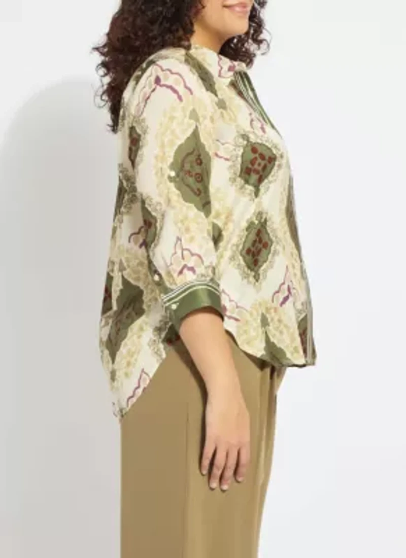 ISHANI ROLL TAB PRINTED SHIRT CURVY