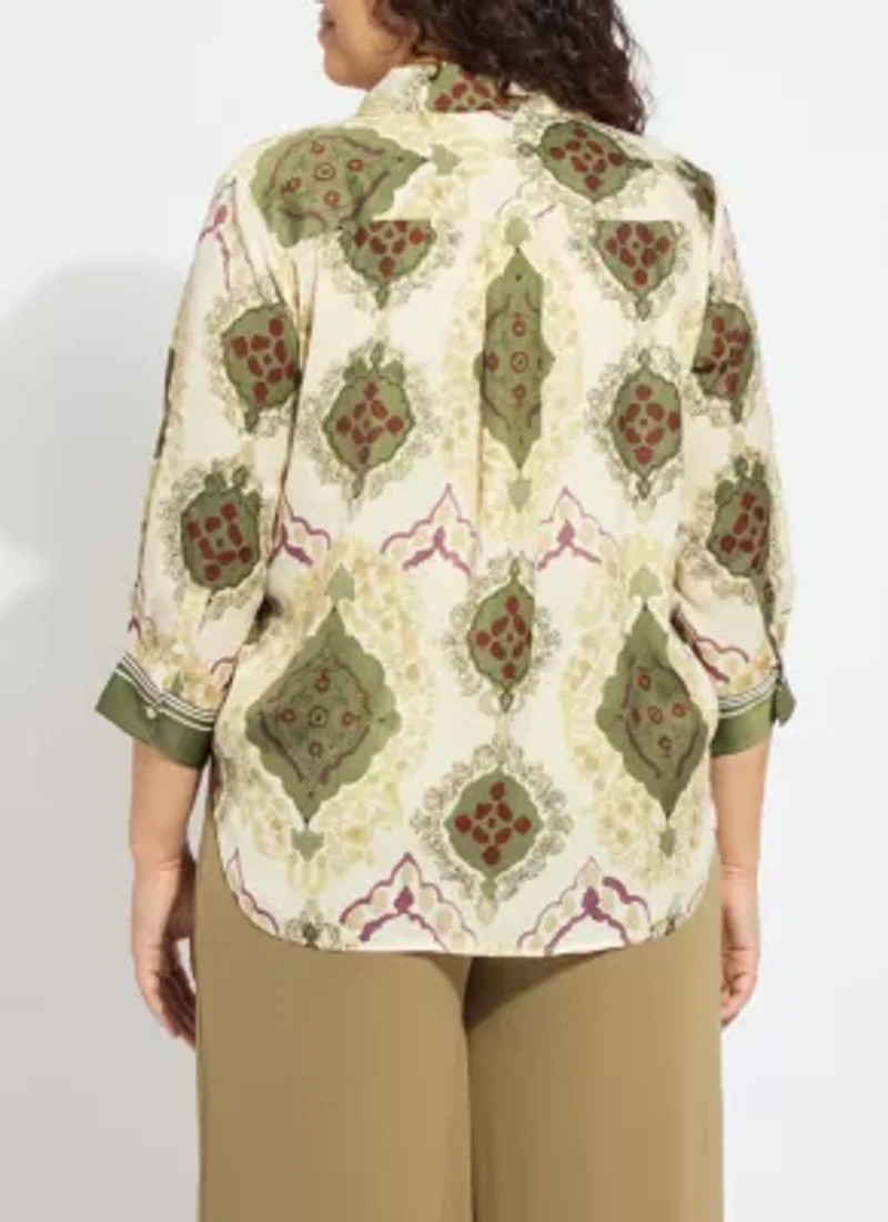 ISHANI ROLL TAB PRINTED SHIRT CURVY