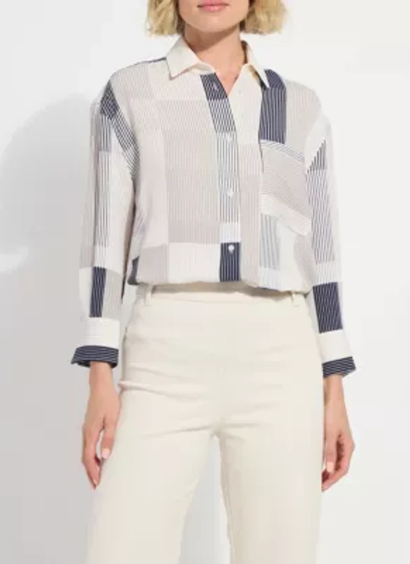 JESSICA 3/4 SLV CROPPED SHIRT