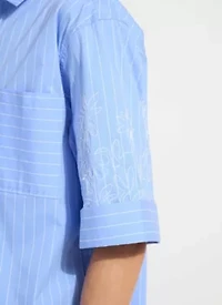 HAZEL STRIPE EMBROIDERED SLV SHIRT