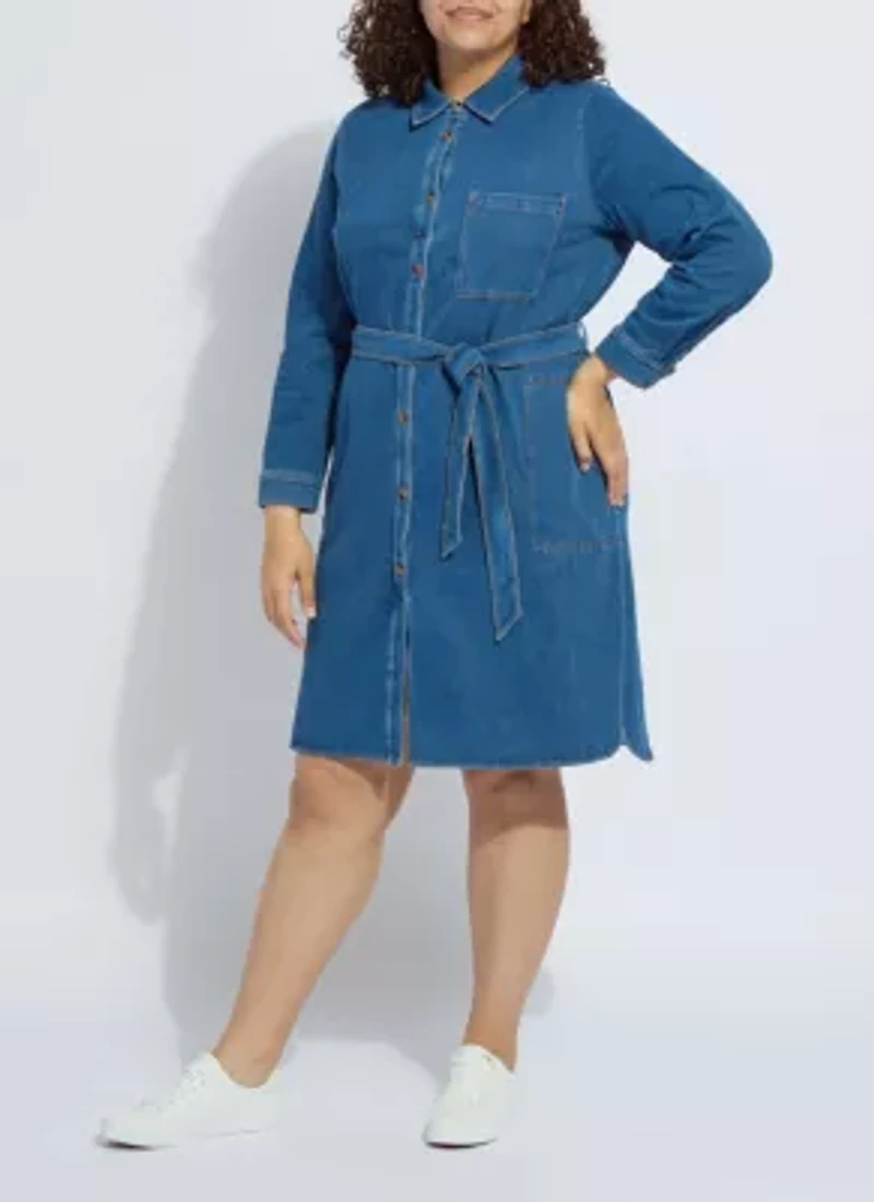 Plus Knit Denim Schiffer Dress