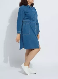 Plus Knit Denim Schiffer Dress