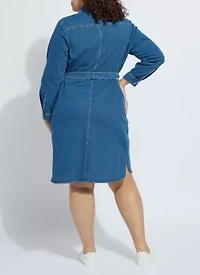Plus Knit Denim Schiffer Dress