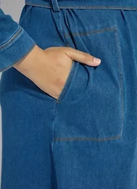 Plus Knit Denim Schiffer Dress