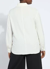 Ivette Pleated Balloon Slv Blouse Curvy