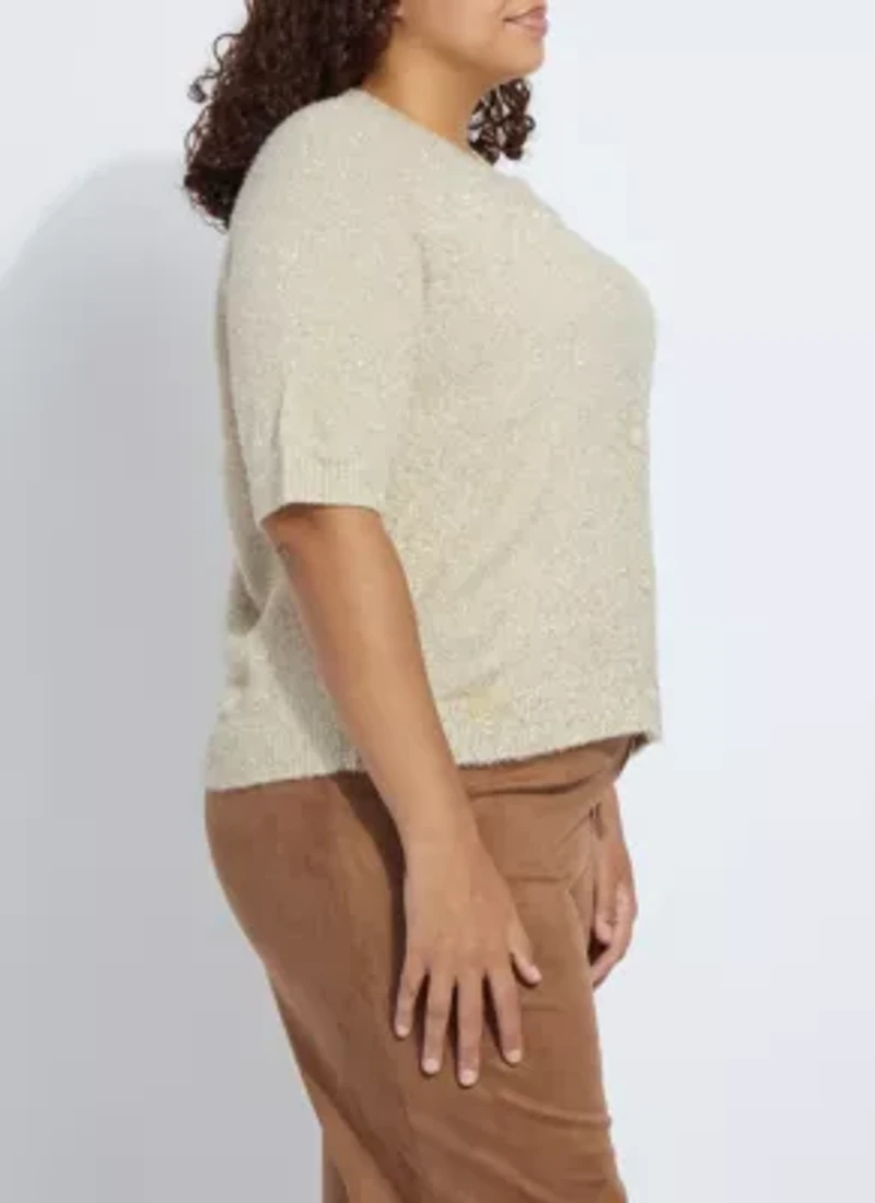 Kennedy Short Slv Lurex Feather Cardigan Curvy