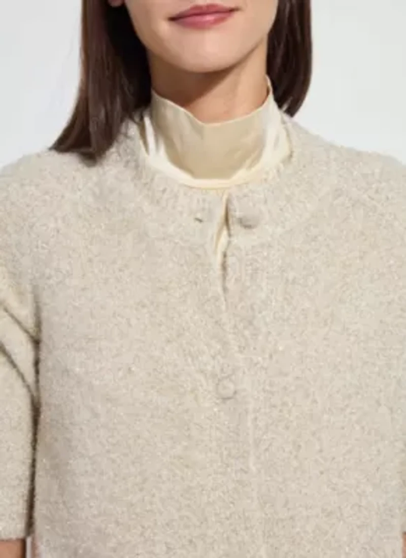 Kennedy Short Slv Lurex Feather Cardigan
