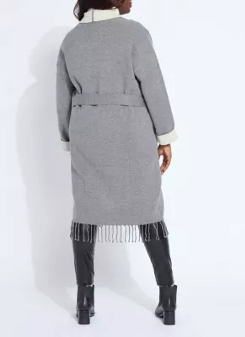Juliette Fringed Sweater Coat Curvy