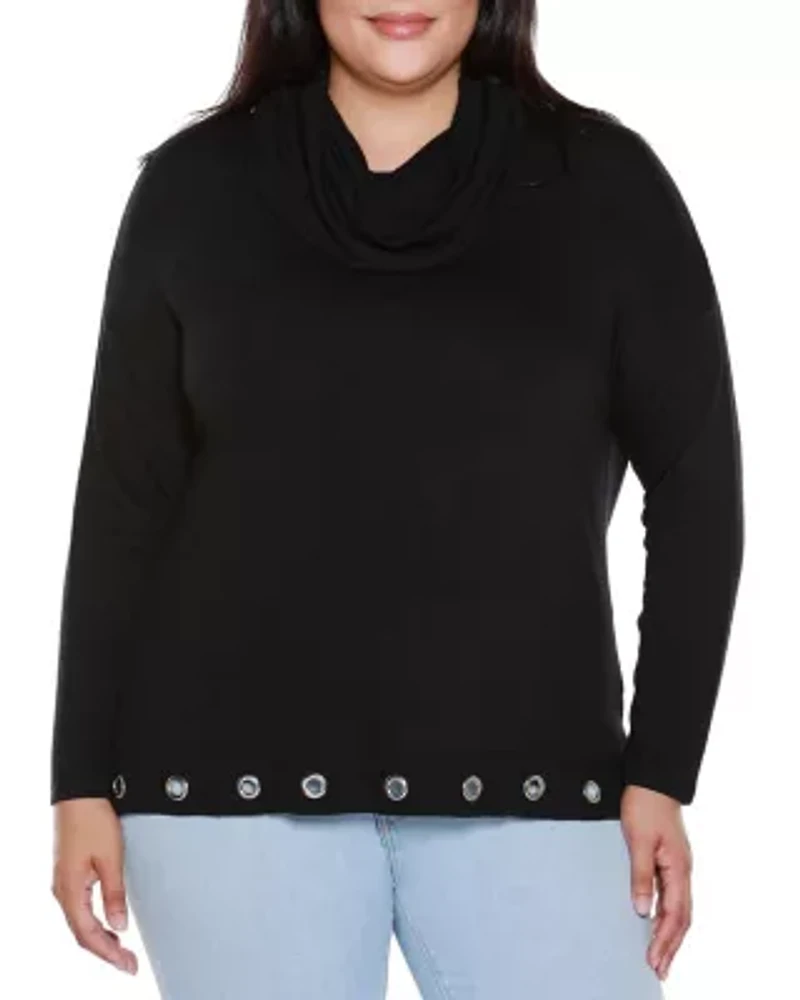 Plus Hacci Cowl Neck Knit Top