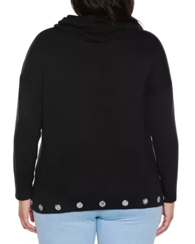 Plus Hacci Cowl Neck Knit Top