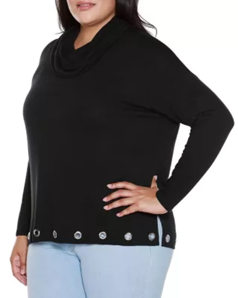 Plus Hacci Cowl Neck Knit Top