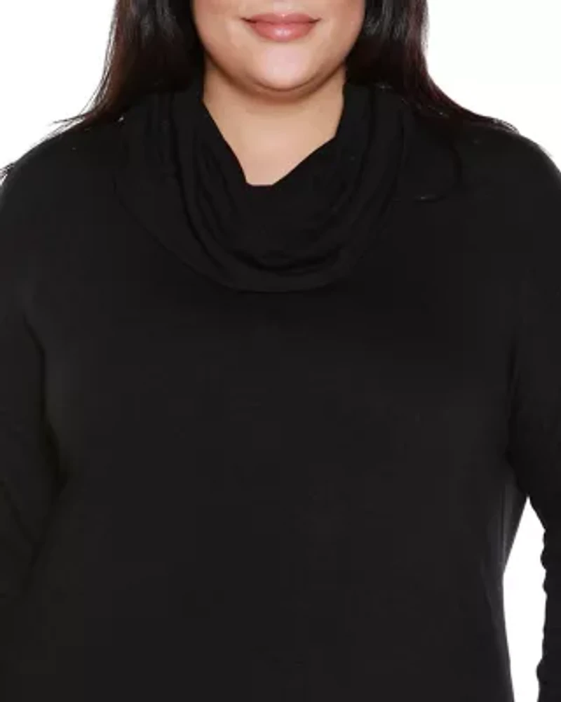 Plus Hacci Cowl Neck Knit Top