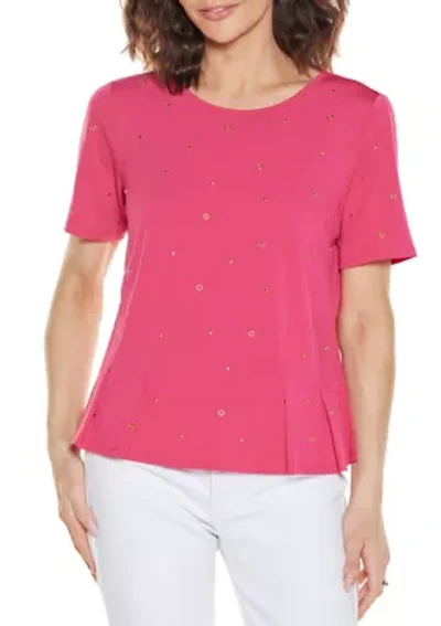 Grommet and Nailhead Pleated-Hem Top