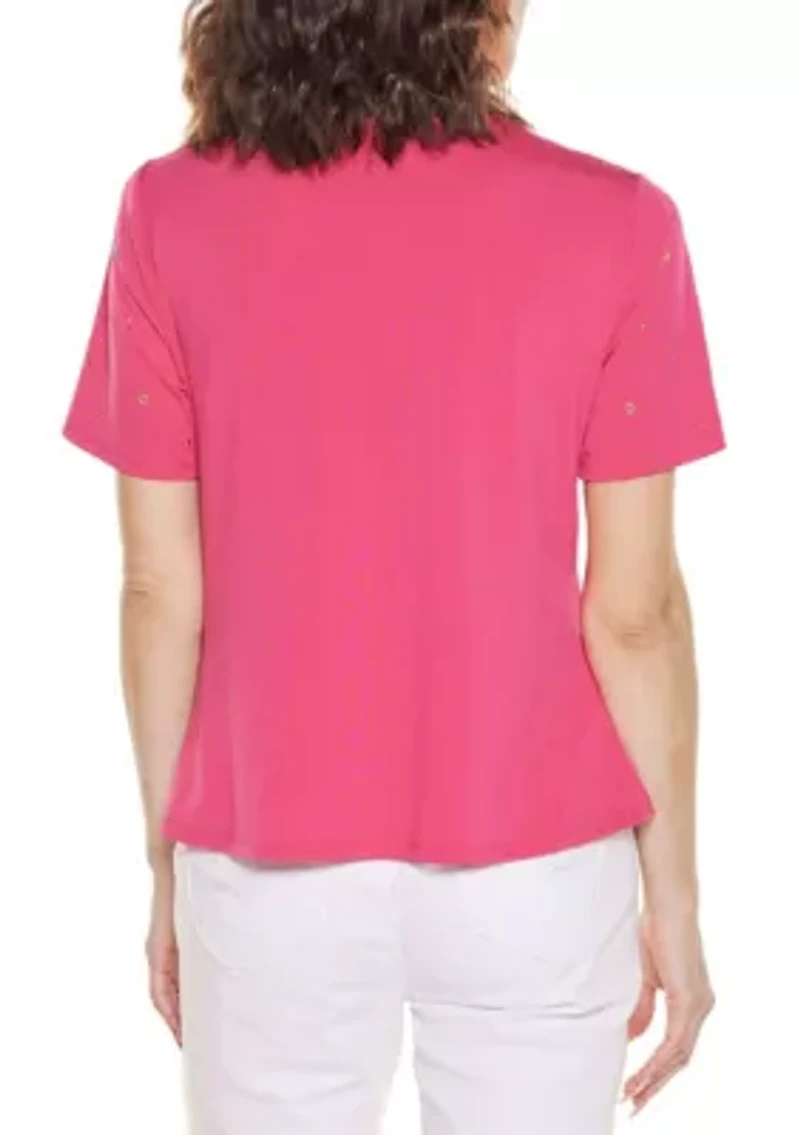 Grommet and Nailhead Pleated-Hem Top