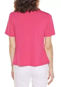 Grommet and Nailhead Pleated-Hem Top