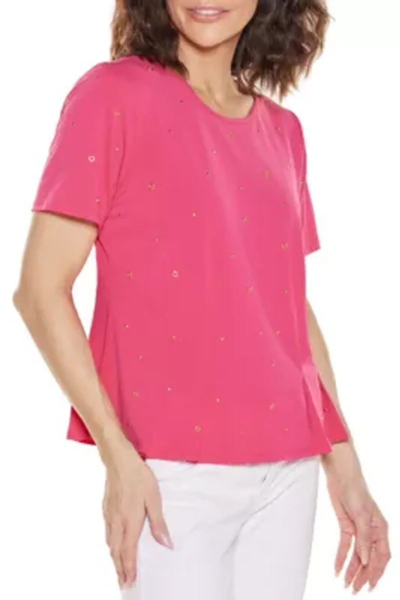 Grommet and Nailhead Pleated-Hem Top