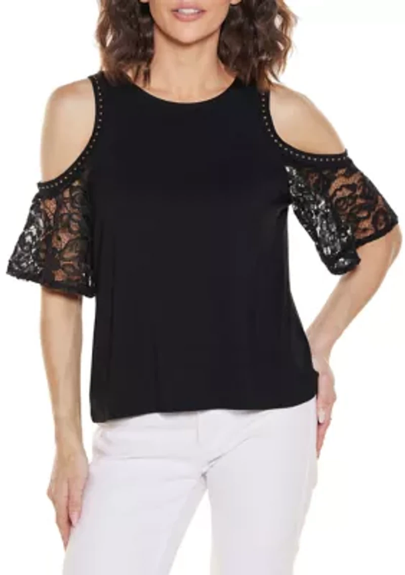 Crochet Lace Cold-Shoulder Top