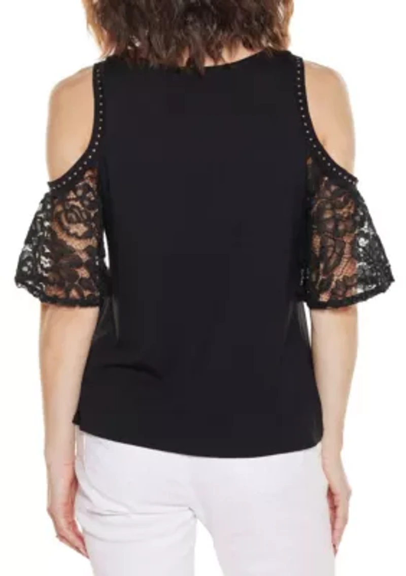 Crochet Lace Cold-Shoulder Top