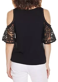 Crochet Lace Cold-Shoulder Top