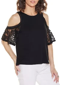 Crochet Lace Cold-Shoulder Top