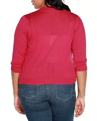 Plus 3/4 Sleeve Open Cardigan Sweater