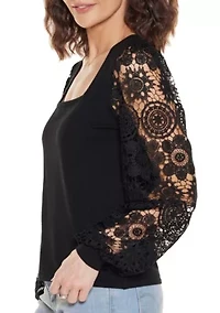 Crochet Lace Blouson Sleeve Sweater