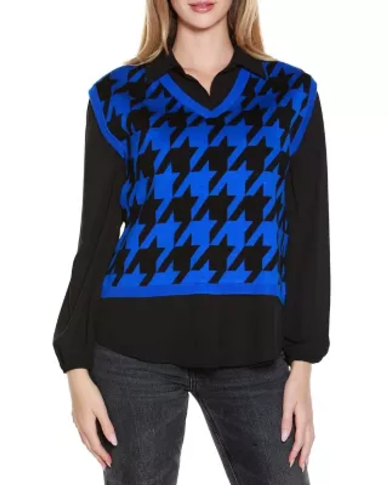 Houndstooth Twofer Sweater