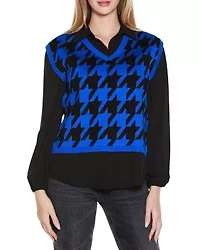 Houndstooth Twofer Sweater