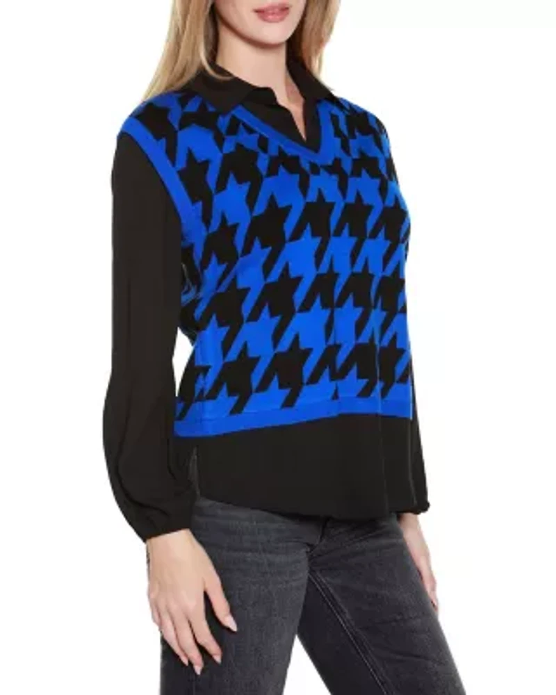 Houndstooth Twofer Sweater