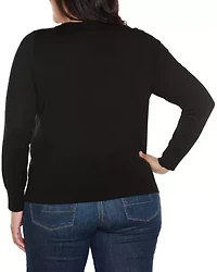 Plus Embellished Neckline Cardigan Sweater