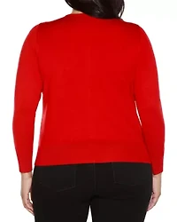 Plus Embellished Neckline Cardigan Sweater