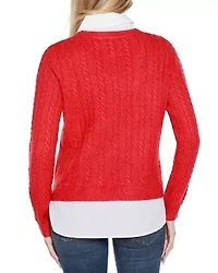 Bow-Trim Twofer Sweater