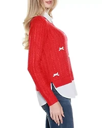 Bow-Trim Twofer Sweater