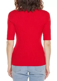 Collared Quarter-Zip Ribbed-Knit Sweater